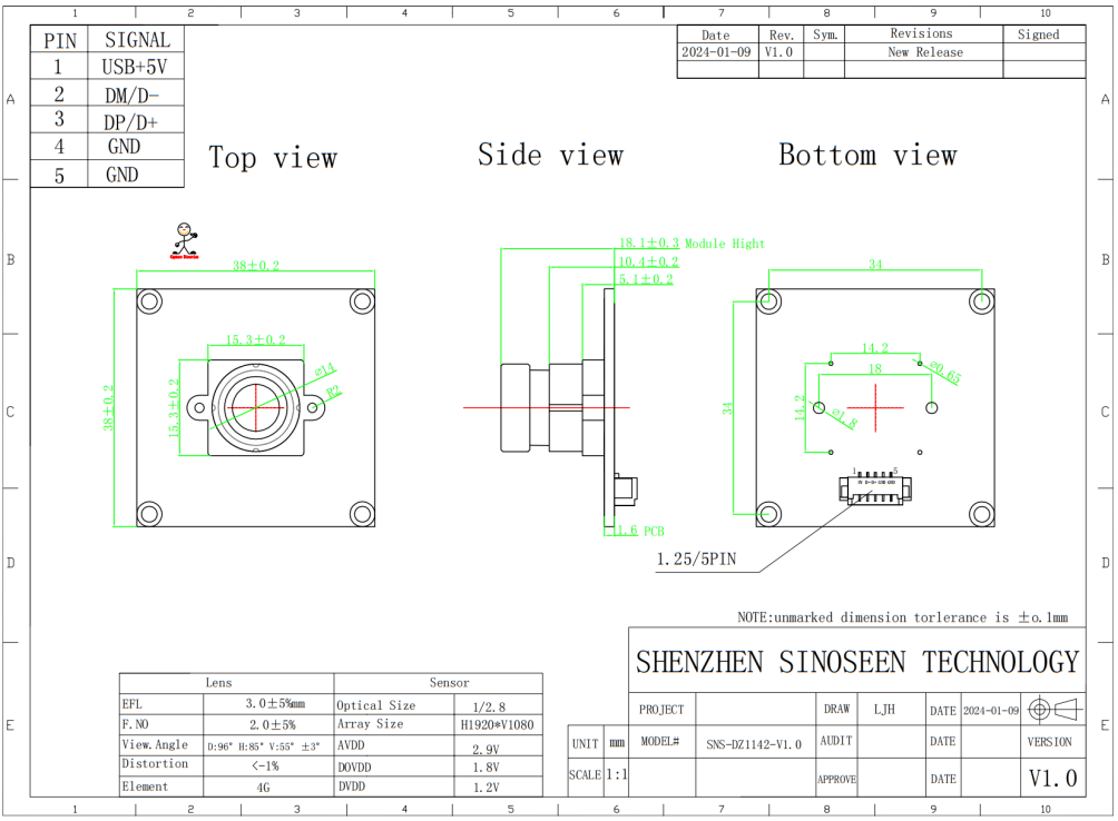 IMX327 1080p 2mp 30fps Camera Module structure IMX327 1080p 2mp 30fps Camera Module structure