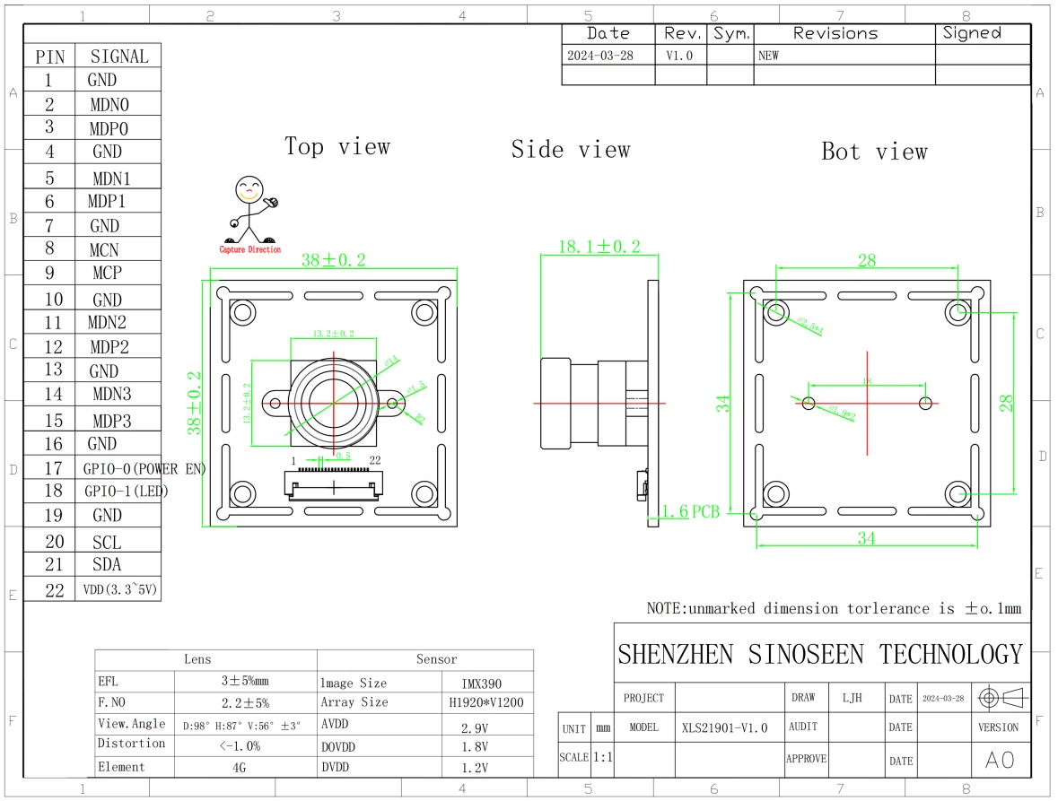 IMX390 camera module rasp pi 2mp structure IMX390 camera module rasp pi 2mp structure
